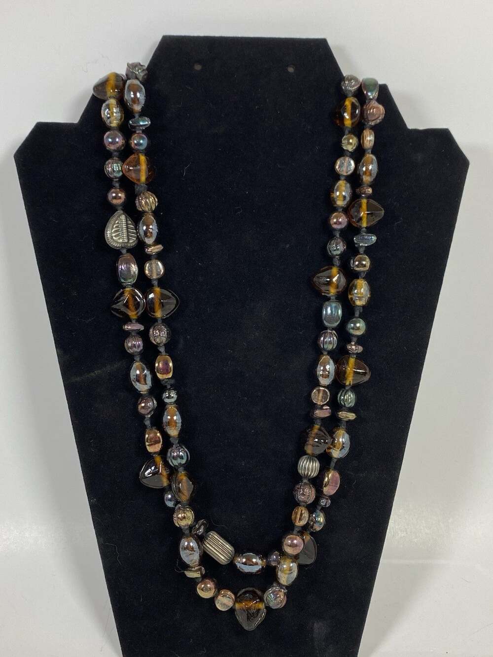 Vintage Iridescent Topaz Glass Beaded Necklace